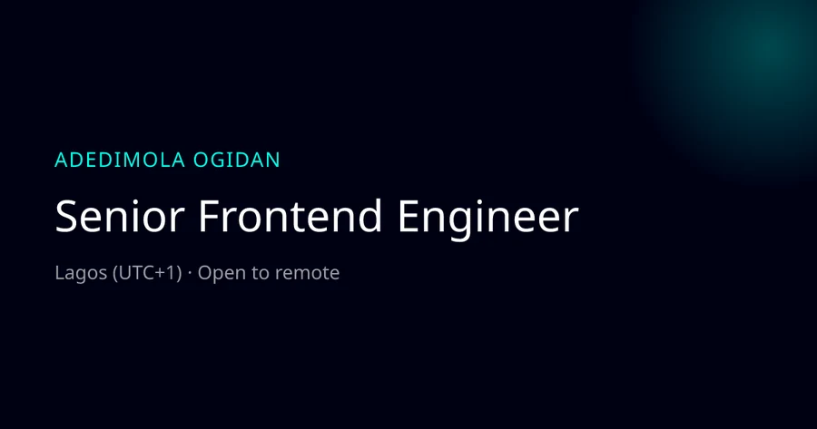 Adedimola Ogidan — official profile artwork