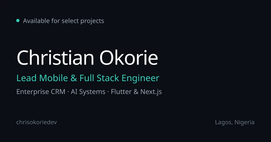 Christian Okorie — official profile artwork