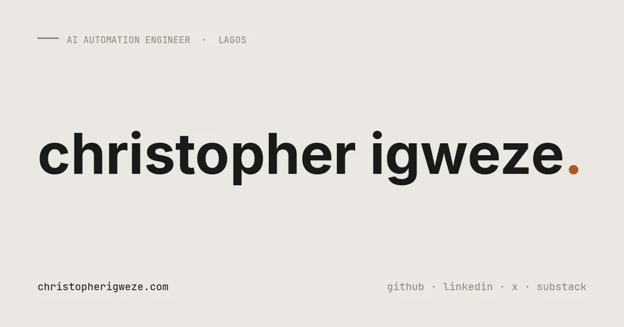 Christopher Igweze — official profile artwork