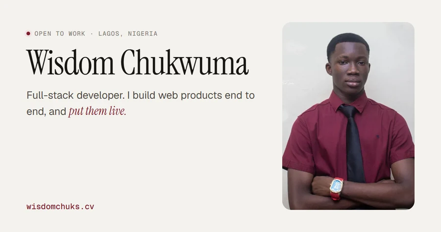 Wisdom Chukwuma — official profile artwork